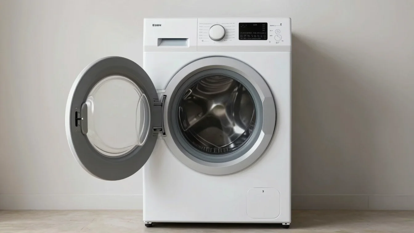 Full-product view of a domestic washing machine with a close deta