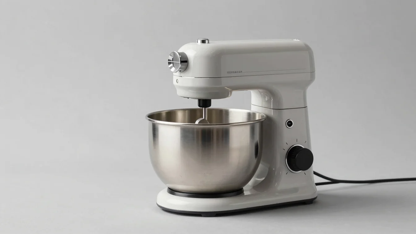 Clean full-product studio photograph of a domestic electric mixer